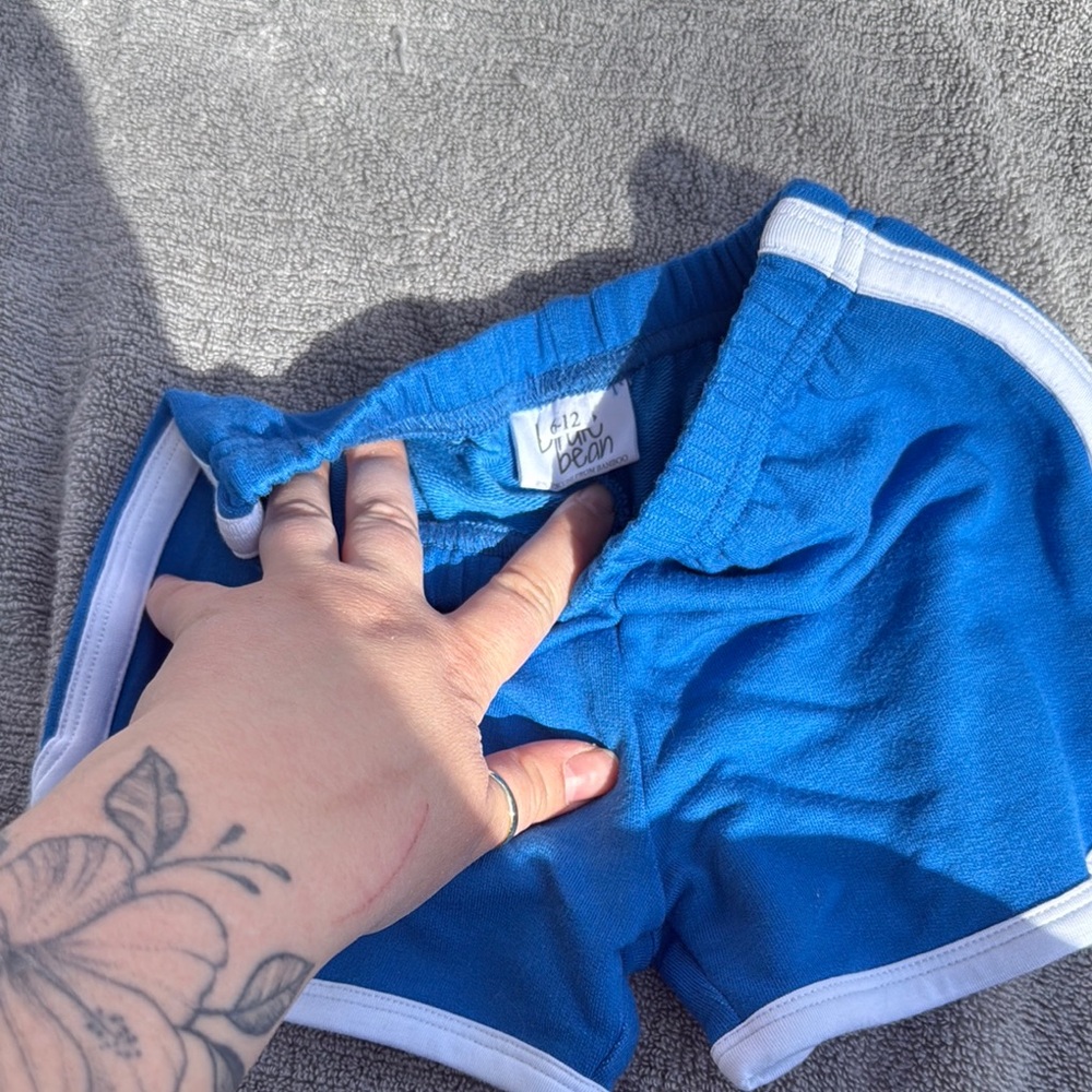 Blue Athletic Shorts with White Trim birdie bean